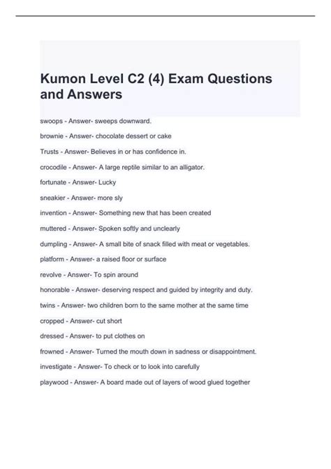 Kumon Answer Book Level C2 Reading