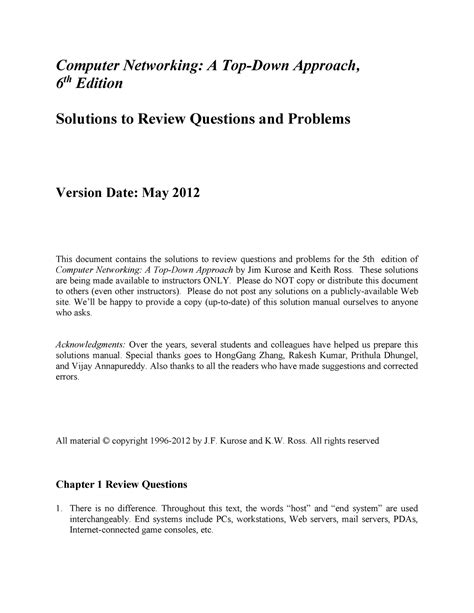 Read Online Kurose And Ross 6Th Edition Solution 