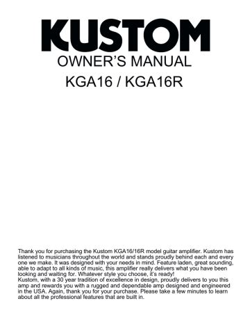 Read Online Kustom Kga16 User Guide 