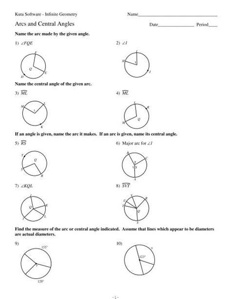 kuta arcs and angles of circles
