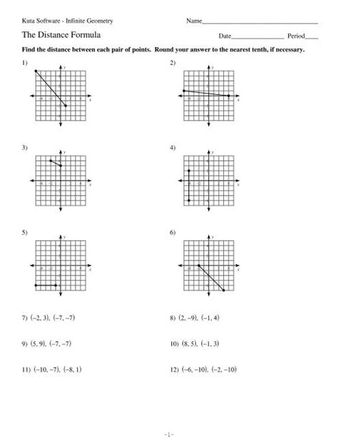 Kuta Software Geometry The Distance Formula Answers