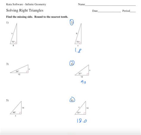 Kuta Software Infinite Geometry Solving Right Triangles