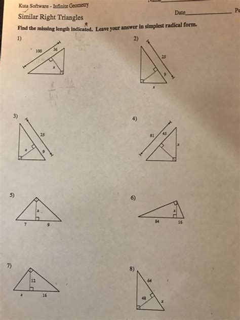 Kuta Software Missing Length Indicated Answer Key