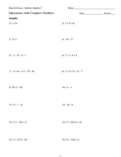 Kuta Software Operations With Complex Numbers Answers