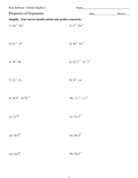 Kuta Software Properties Of Exponents 2 Answers