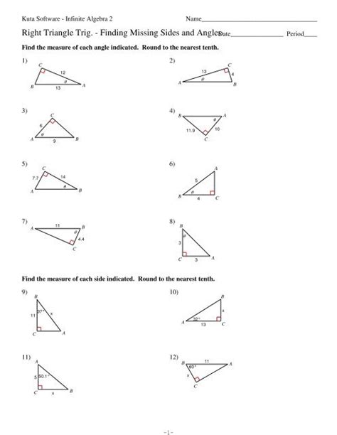kuta software right triangle trig answers