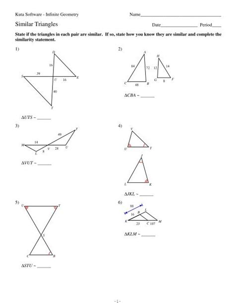 Kuta Software Similar Triangles