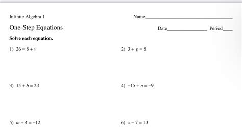 Kuta Software Solving One Step Inequalities Answers