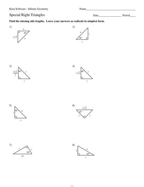 Kuta Software Special Right Triangles