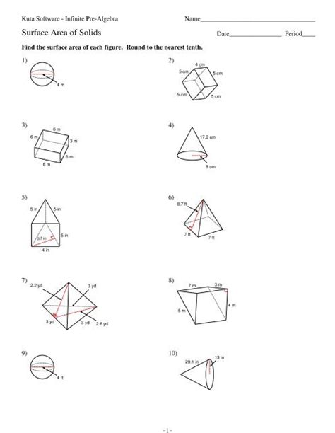 kuta software surface area of triangular prism