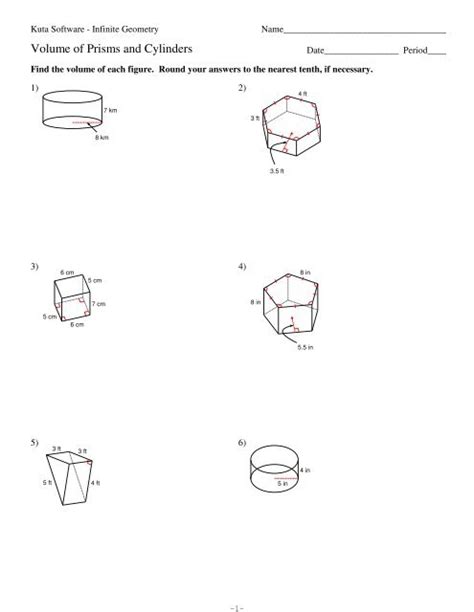 Kuta Software Volume Of Prisms And Cylinders