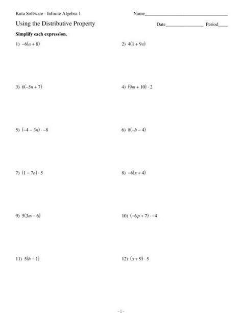Read Kuta Software Infinite Algebra 1 Using Distributive Property Answer Key 