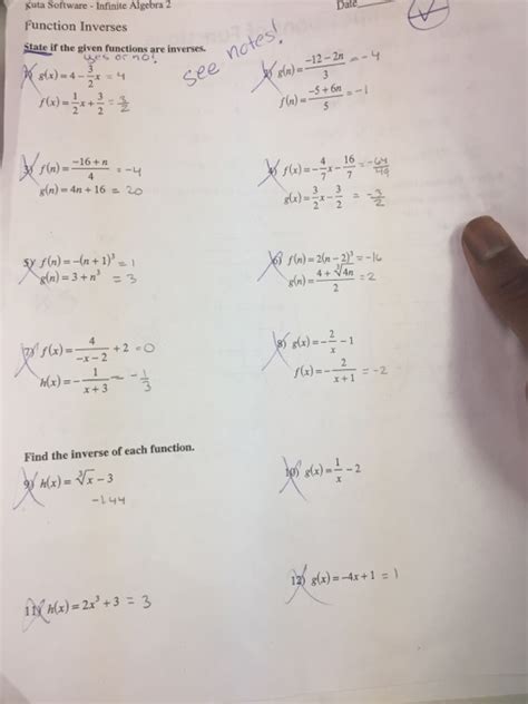 Full Download Kuta Software Infinite Algebra 2 Function Inverses Answer Key 