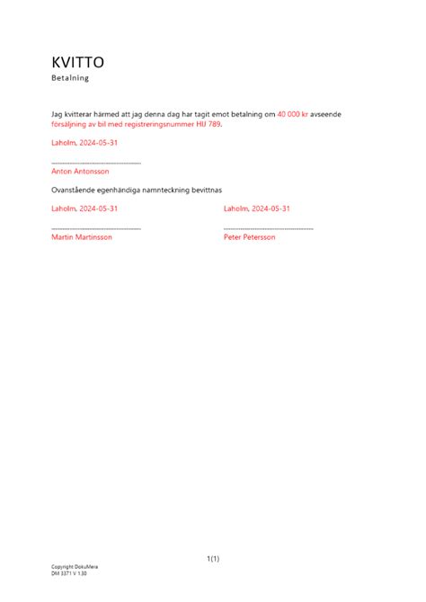 kvitto som privatperson