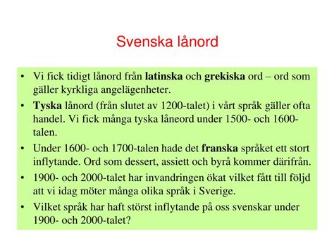 lånord i det svenska språket
