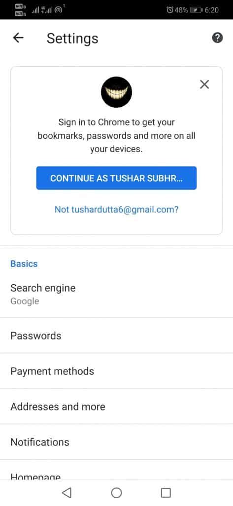 lösenord chrome android
