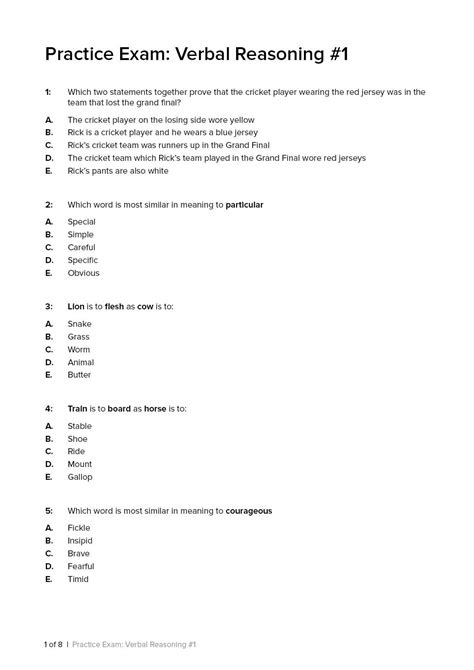 L Verbal Reasoning Test Example Solution