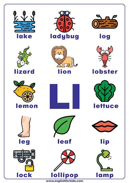 L Words For Kids Free L Words Learning Preschool Words That Start With L - Preschool Words That Start With L