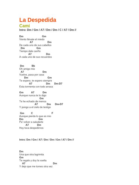 La Despedida Letra
