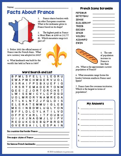 La France Worksheets K12 Workbook La France Worksheet - La France Worksheet