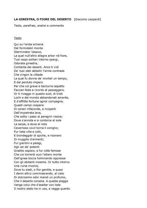 La Ginestra Testo