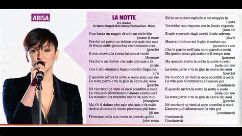 La Notte Arisa Testo