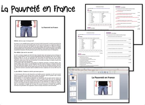 La Pauvreté En France Worksheet Gcse And A La France Worksheet - La France Worksheet