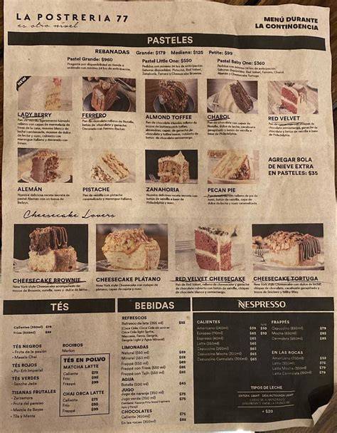 La Postreria 77 Menu