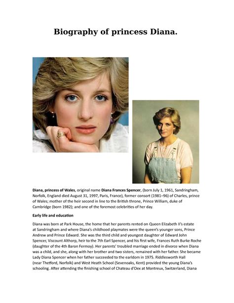 la princess diana biography videos