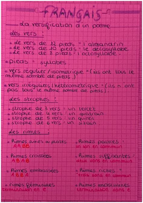 la versification frana aise