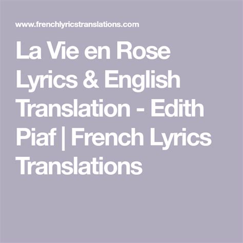 la vie en rose translated