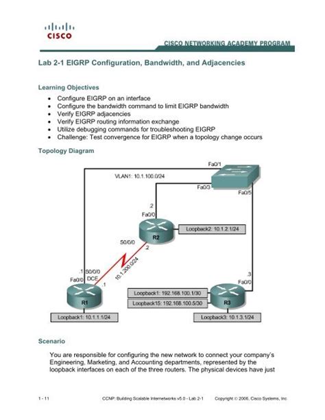 Lab 2 1 Eigrp Configuration Bandwidth And Adjacencies