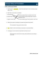 lab 7 geologic dating and fossilization escience lab data sheet