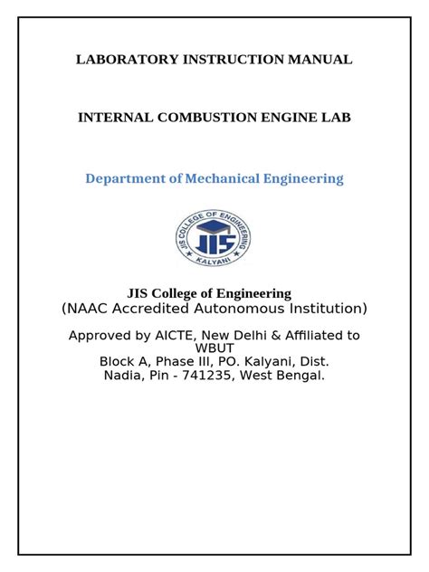 Lab Manual For Internal Combustion Engines
