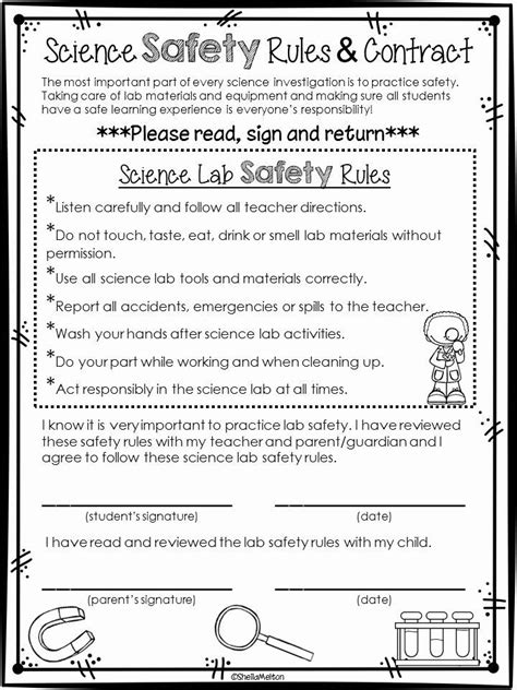 Lab Safety Rules Contract And Worksheet By The Science Lab Safety Rules Worksheets - Science Lab Safety Rules Worksheets