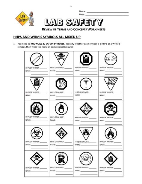 Lab Safety Signs Worksheets Lab Safety Worksheet Answers - Lab Safety Worksheet Answers