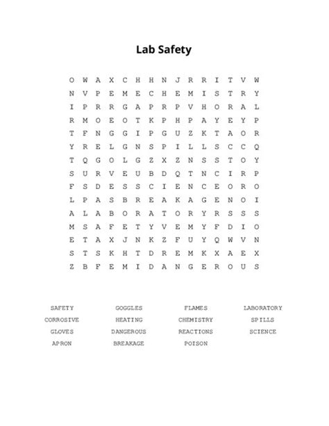 Lab Safety Word Search Answer Key   Lab Safety Word Search Puzzle With Answer Key - Lab Safety Word Search Answer Key