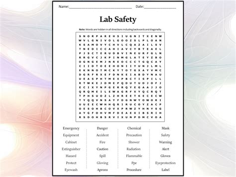 Lab Safety Word Search Puzzle Worksheet Activity Lab Safety Word Search Answer Key - Lab Safety Word Search Answer Key