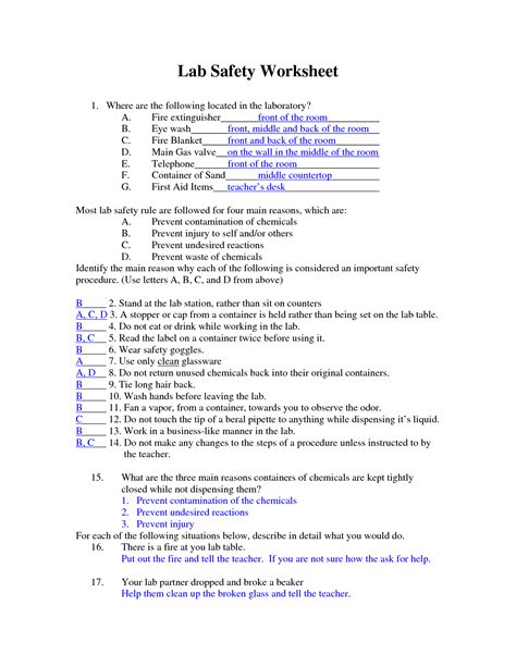 Lab Safety Worksheet Answers   Ppt Answers To Lab Safety Worksheet Powerpoint Presentation - Lab Safety Worksheet Answers
