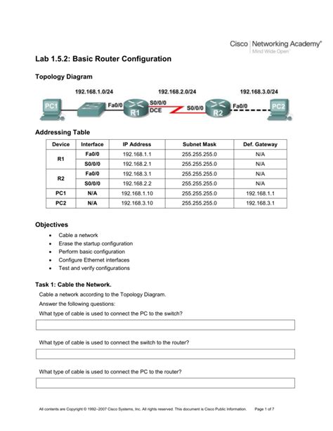 Read Lab 1 5 1 Cabling A Network And Basic Router Configuration 