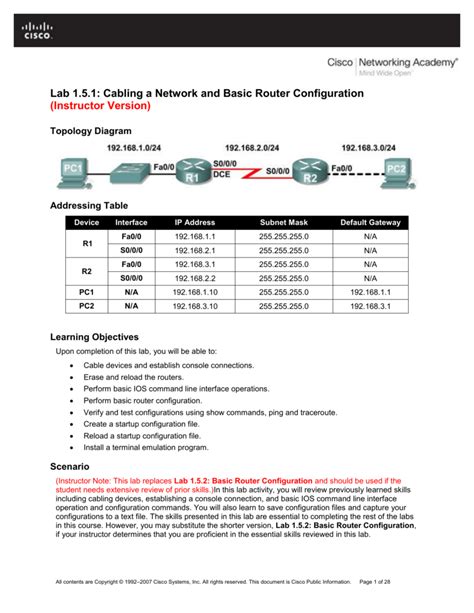 Read Lab 1 5 1 Cabling A Network And Basic Router Configuration 