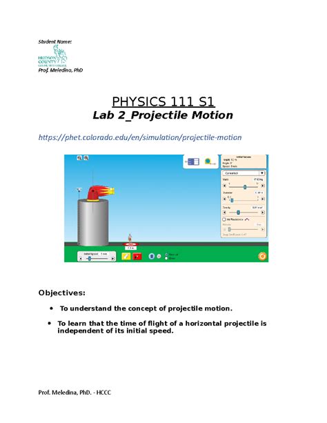 Read Online Lab 2 Projectile Motion 