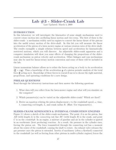 Read Online Lab 3 Slider Crank Lab 