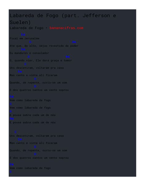 Labareda De Fogo Letra