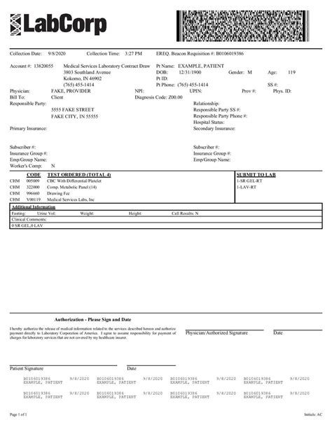 Labcorp Standing Order Form