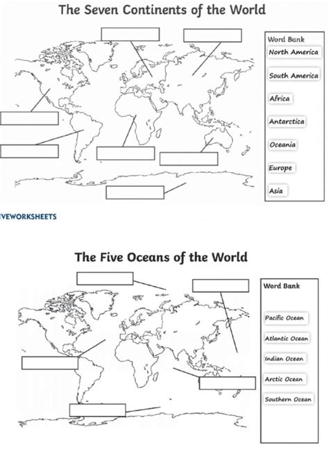 Label Continents And Oceans Worksheet Live Worksheets Labeling Continents Worksheet - Labeling Continents Worksheet