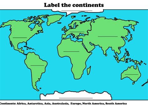 Label The Continents Teaching Resources Labeling Continents Worksheet - Labeling Continents Worksheet