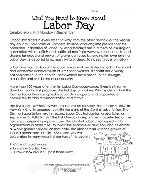 Labor Day Facts Worksheets Amp Historic Information For Labor Day Worksheet - Labor Day Worksheet