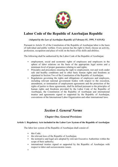 Download Labor Code Of The Republic Of Azerbaijan Republic 