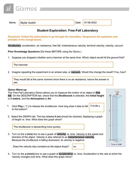 laboratory 2 free fall and projectile motion